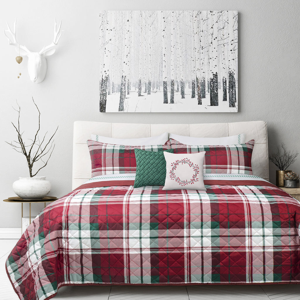 Plaid print Quilt set