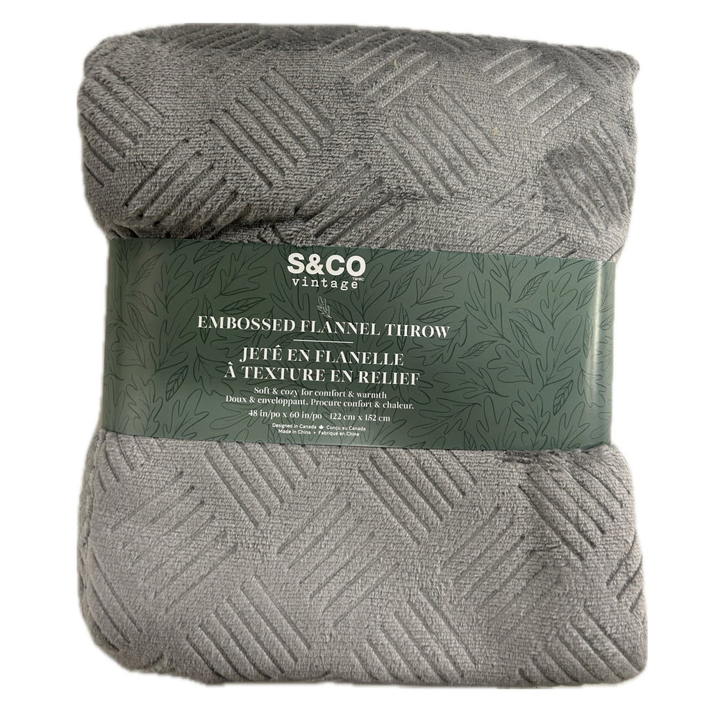 Leaf Embossed Throw--Grey