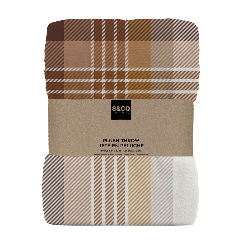Printed Microplush Throw--Autumn Plaid