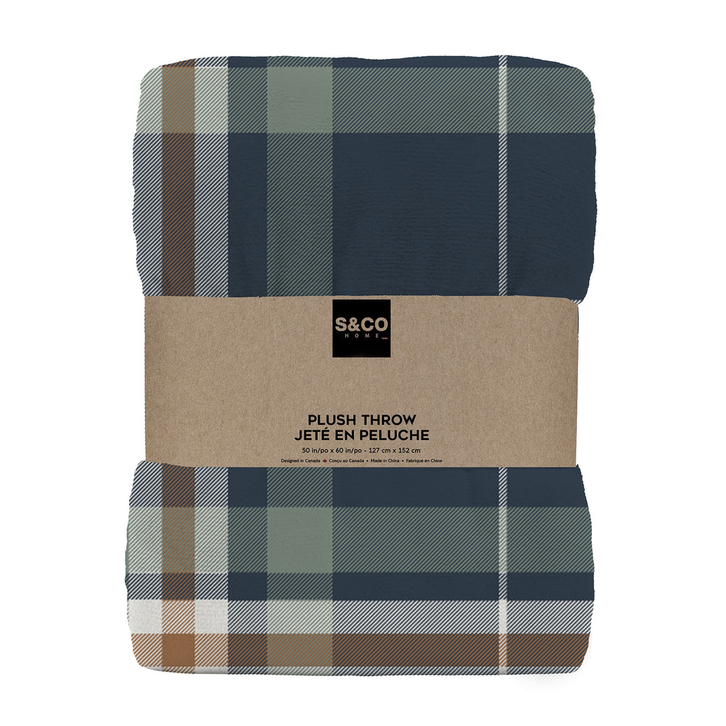 Printed Microplush Throw--Winter Plaid