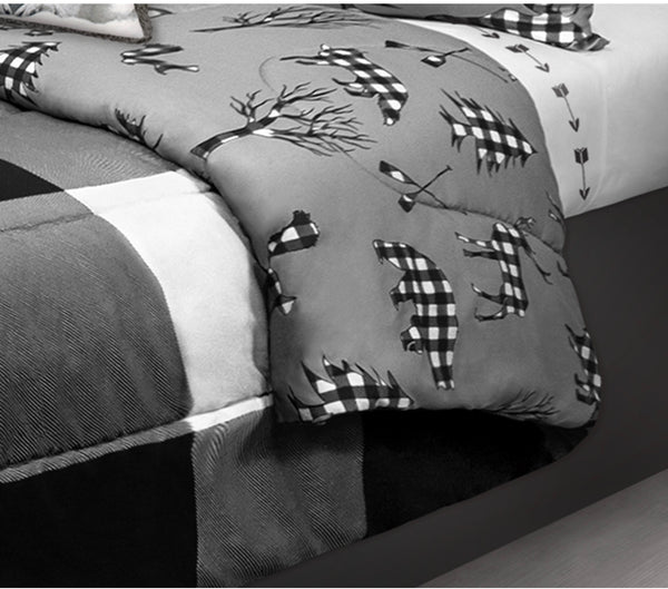 Buffalo Plaid reversible Comforter set white/black