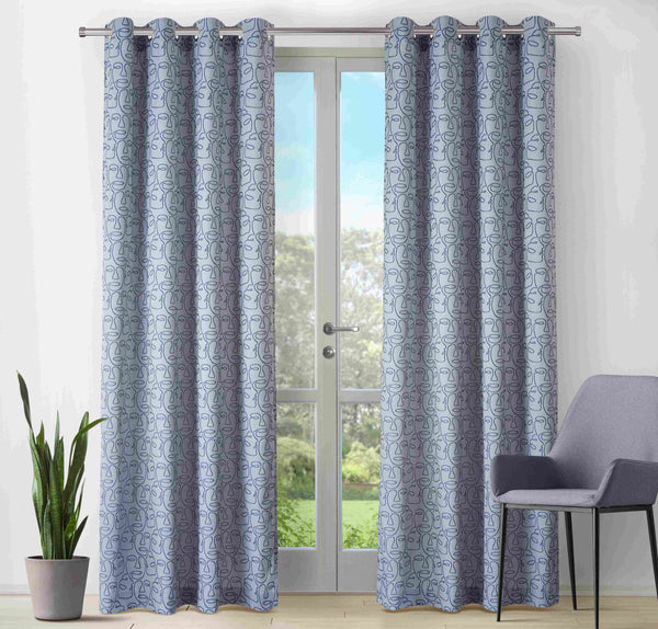 Jacquard Grommet curtain panel – Visage Blue