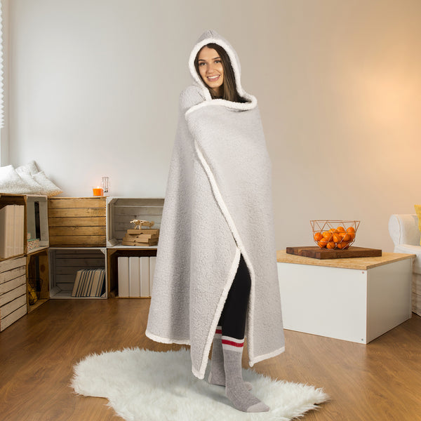 Premium Ultra Soft Hoodzy Hooded Throw Blanket with Sherpa