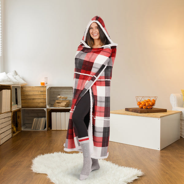 Premium Ultra Soft Hoodzy Hooded Throw Blanket with Sherpa