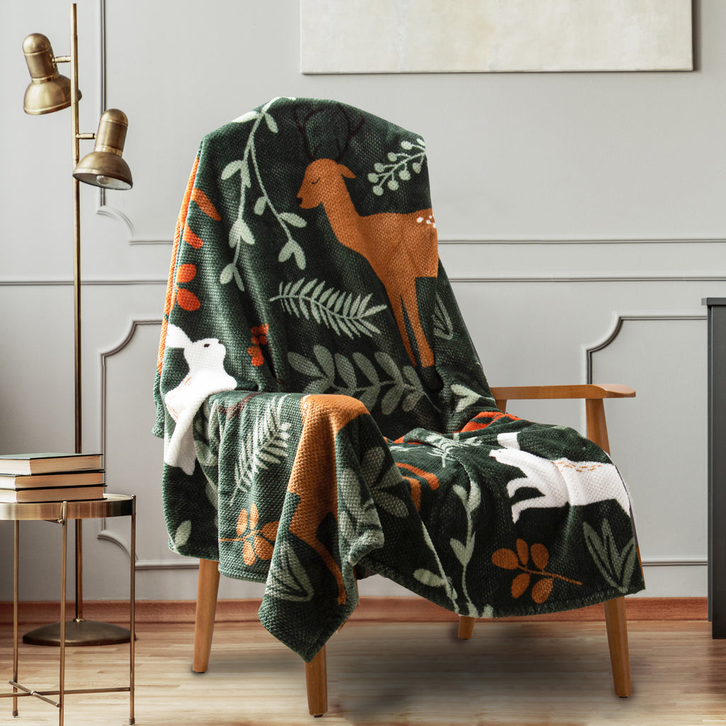 Super Soft Textured Throw--Deer Print