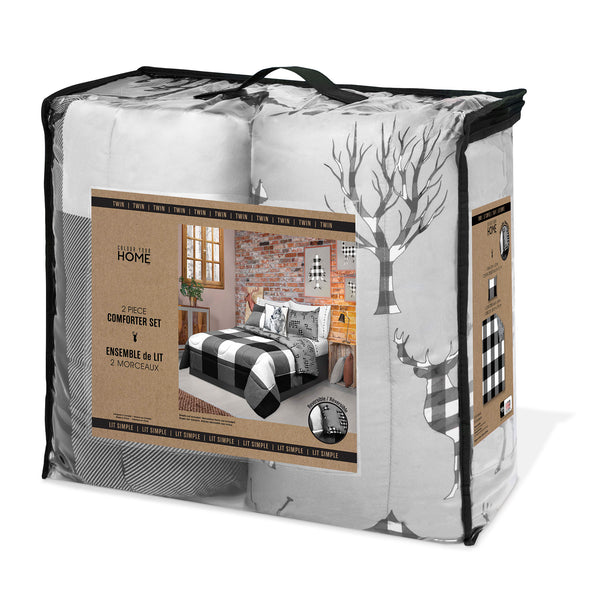 Buffalo Plaid reversible Comforter set white/black