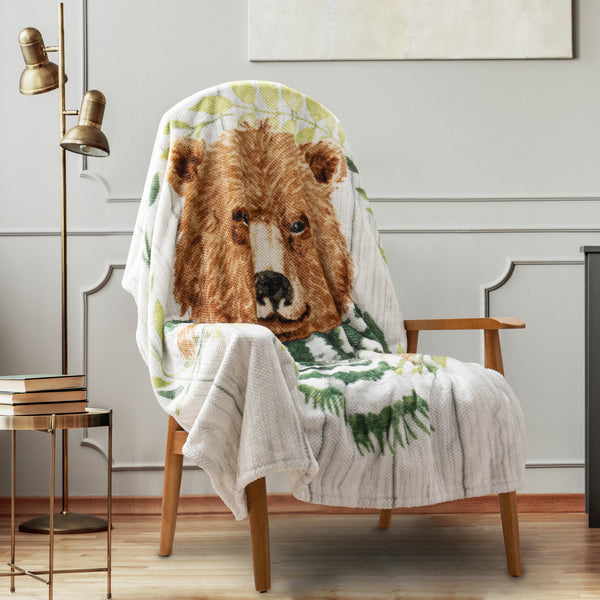 Super Soft Textured Throw--Bear Print