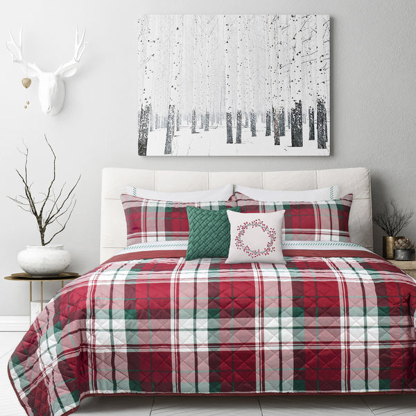 Plaid print Quilt set