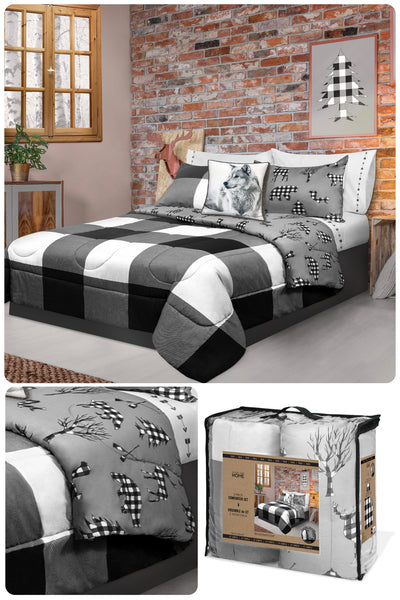 Buffalo Plaid reversible Comforter set white/black