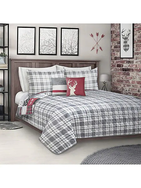 Plaid Patchwork Quilt Set