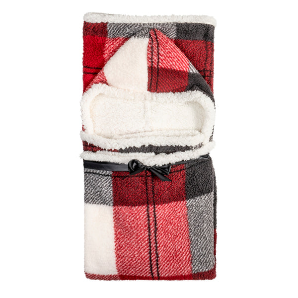 Premium Ultra Soft Hoodzy Hooded Throw Blanket with Sherpa Winter Plaid