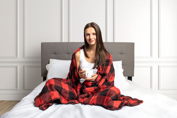 Weighted Blanket 15 pounds --Red Buffalo Plaid