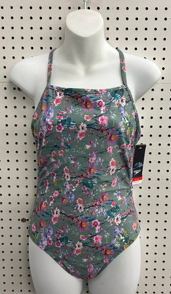 Speedo Swimsuit Olive flower print