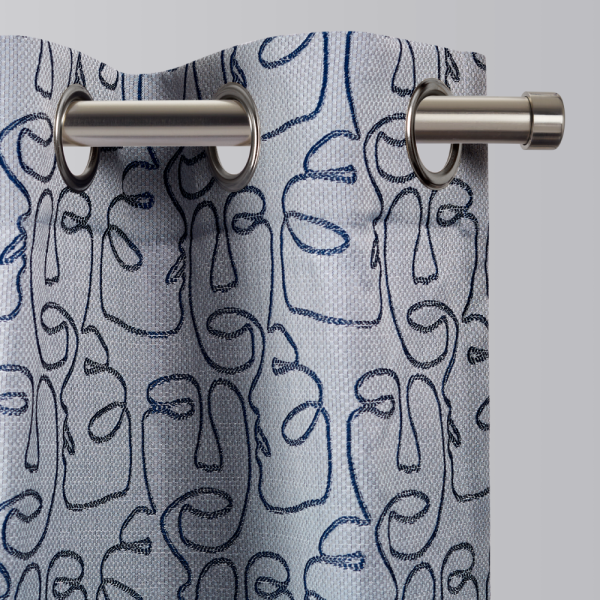 Jacquard Grommet curtain panel – Visage Blue