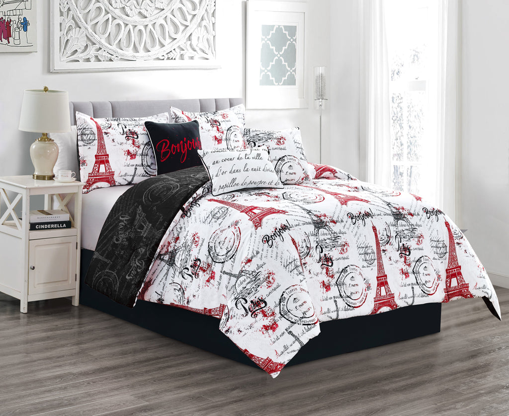 Paris Red 7-piece Reversible Comforter set – Mega Bedding Outlet